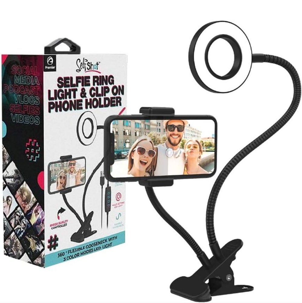 Selfshot Multi-flex Clip On RGB Light Plus Phone Holder Selfie Photo Or Video